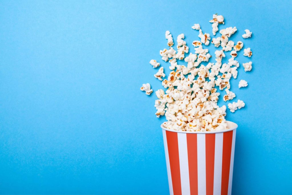 popcorn on blue background