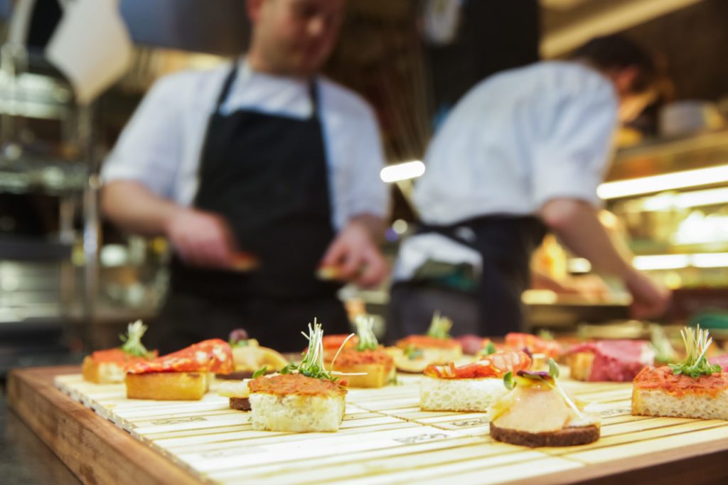 caterer prepping food